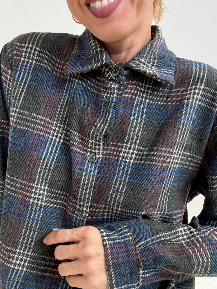 CAMICIA FLANELLA CHECK ANTRACITE/BLUETTE