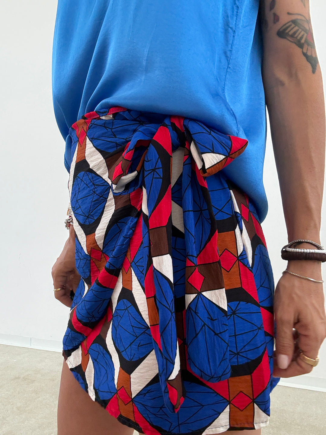 MINIGONNA PAREO GEOMETRICO BLUETTE ROSSO