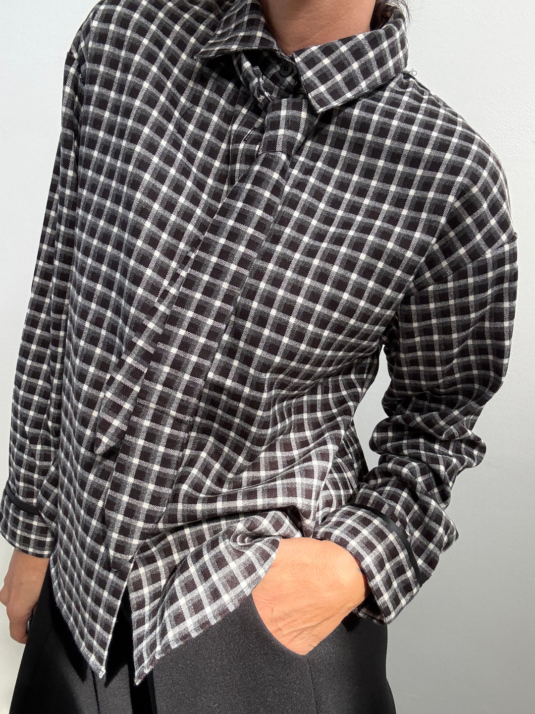 CAMICIA CRAVATTINO BIANCO/NERO