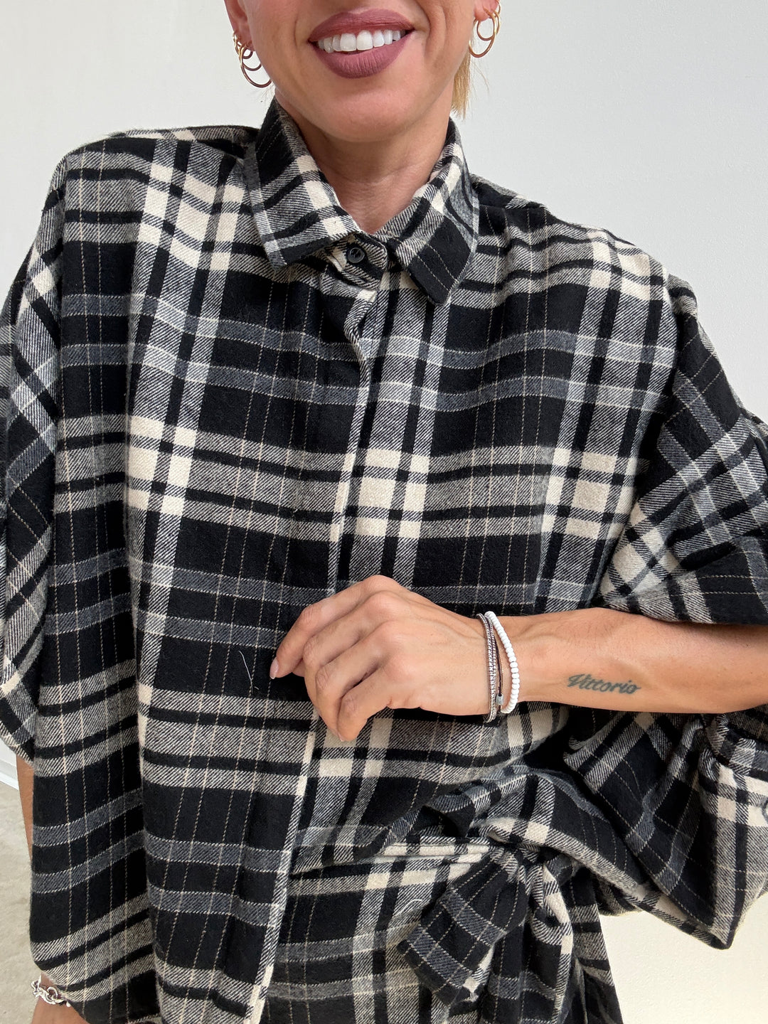 CAMICIA JENNIFER CHECK BIANCO/NERO