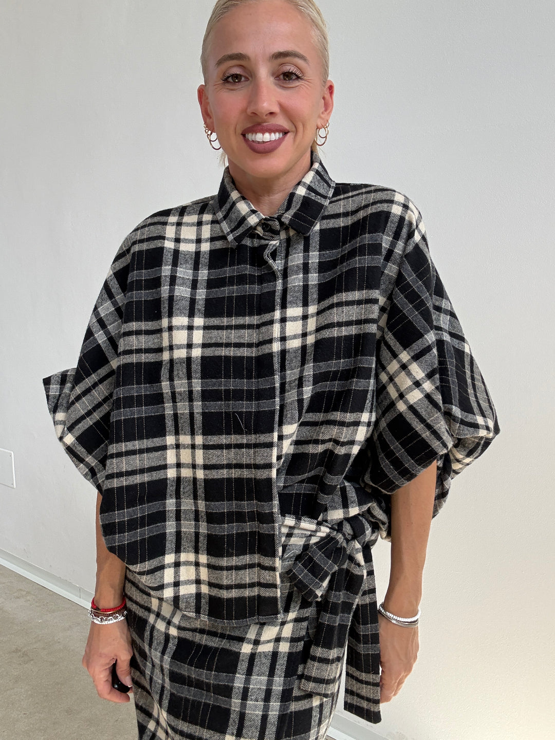 CAMICIA JENNIFER CHECK BIANCO/NERO