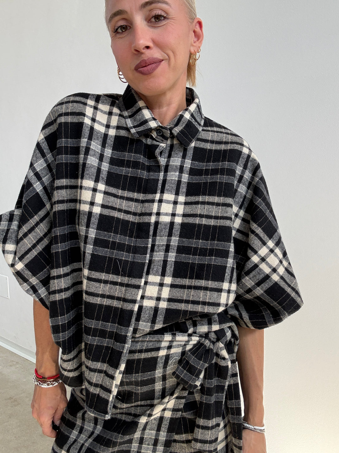 CAMICIA JENNIFER CHECK BIANCO/NERO
