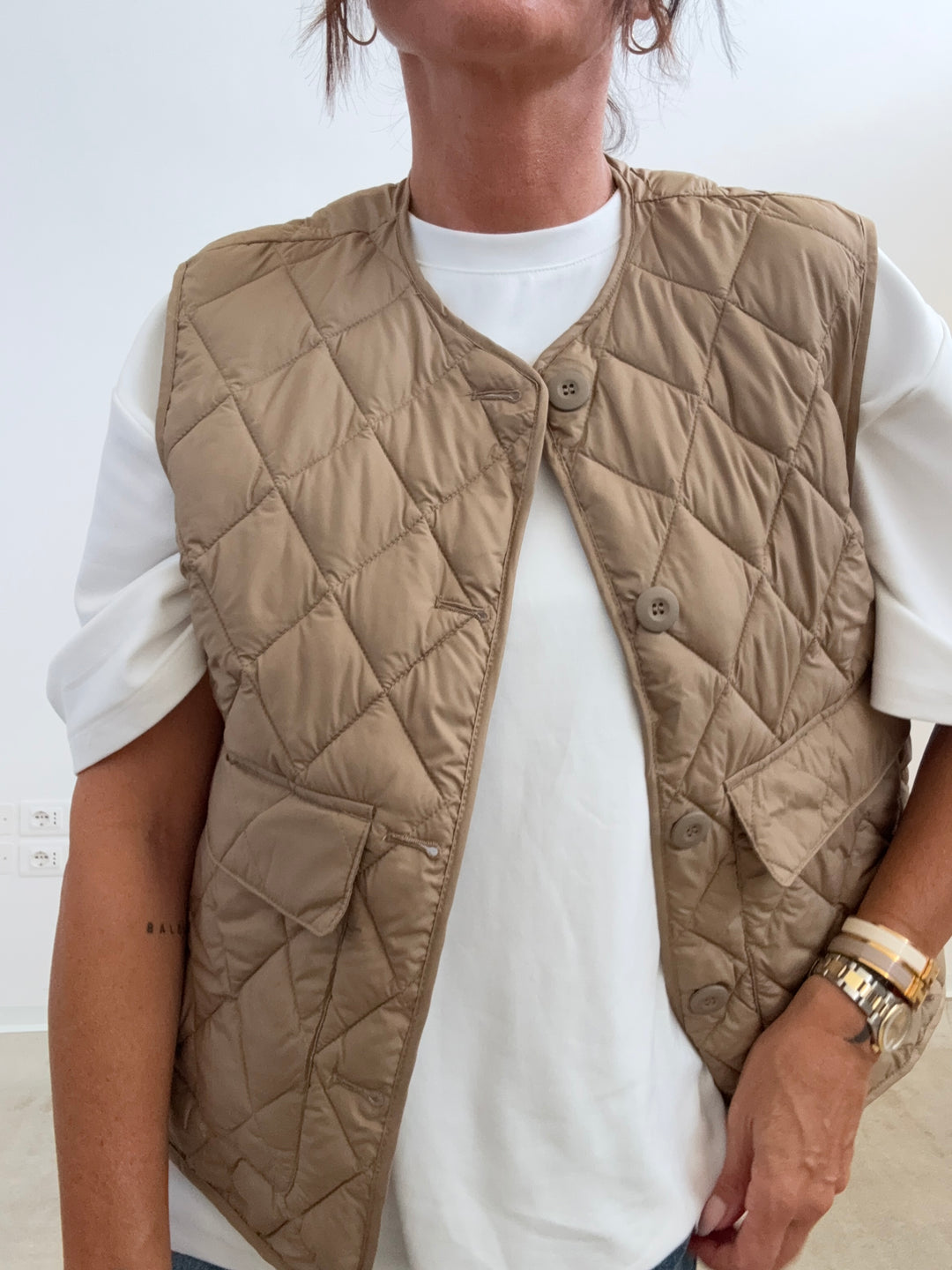 GILET TRAPUNTATO SABBIA