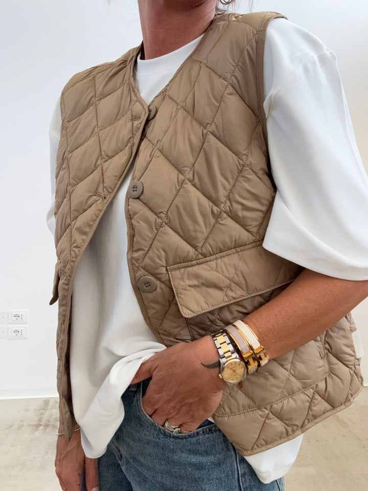 GILET TRAPUNTATO SABBIA