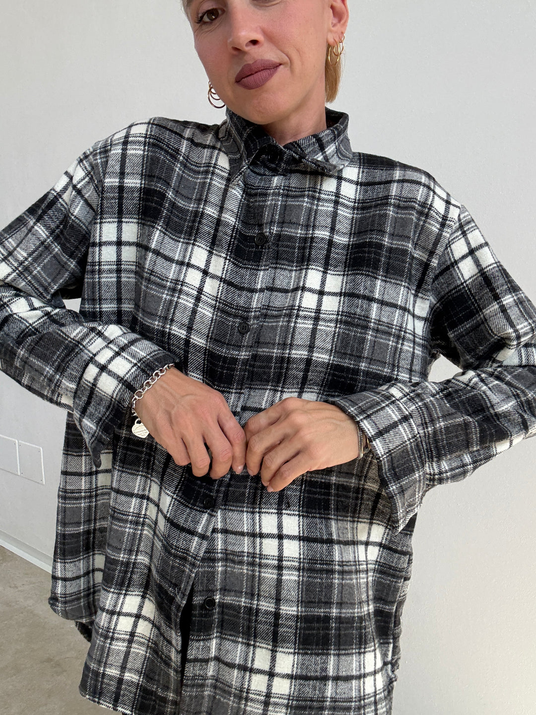 CAMICIA BROOKLYN CHECK BIANCO/NERO