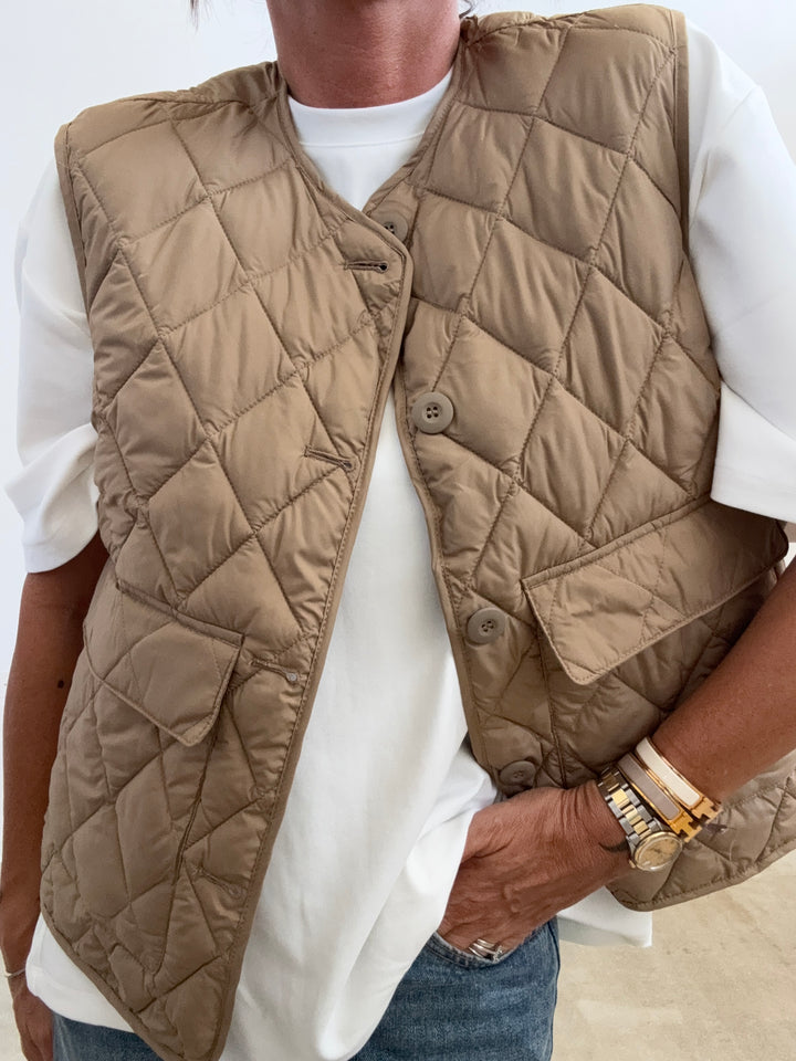 GILET TRAPUNTATO SABBIA