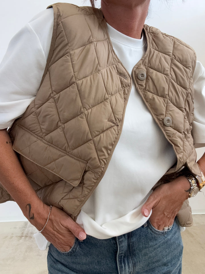 GILET TRAPUNTATO SABBIA