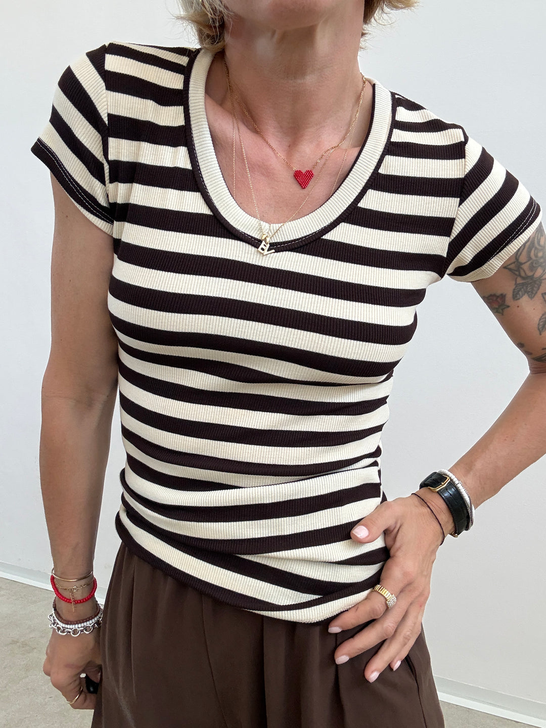 TSHIRT V RIGA MORO/PANNA