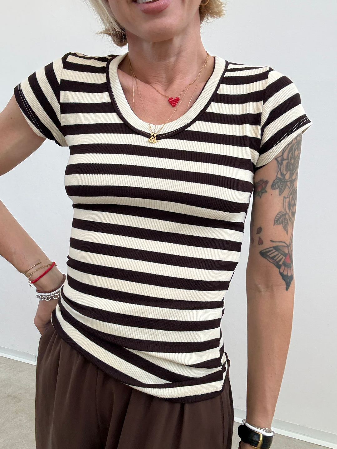 TSHIRT V RIGA MORO/PANNA