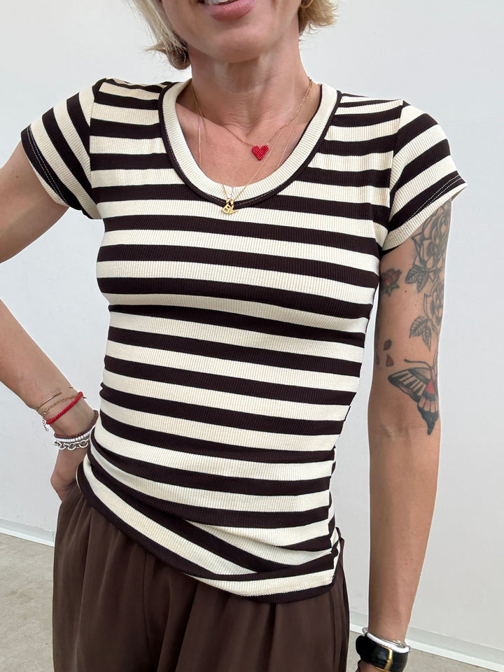 TSHIRT V RIGA MORO/PANNA