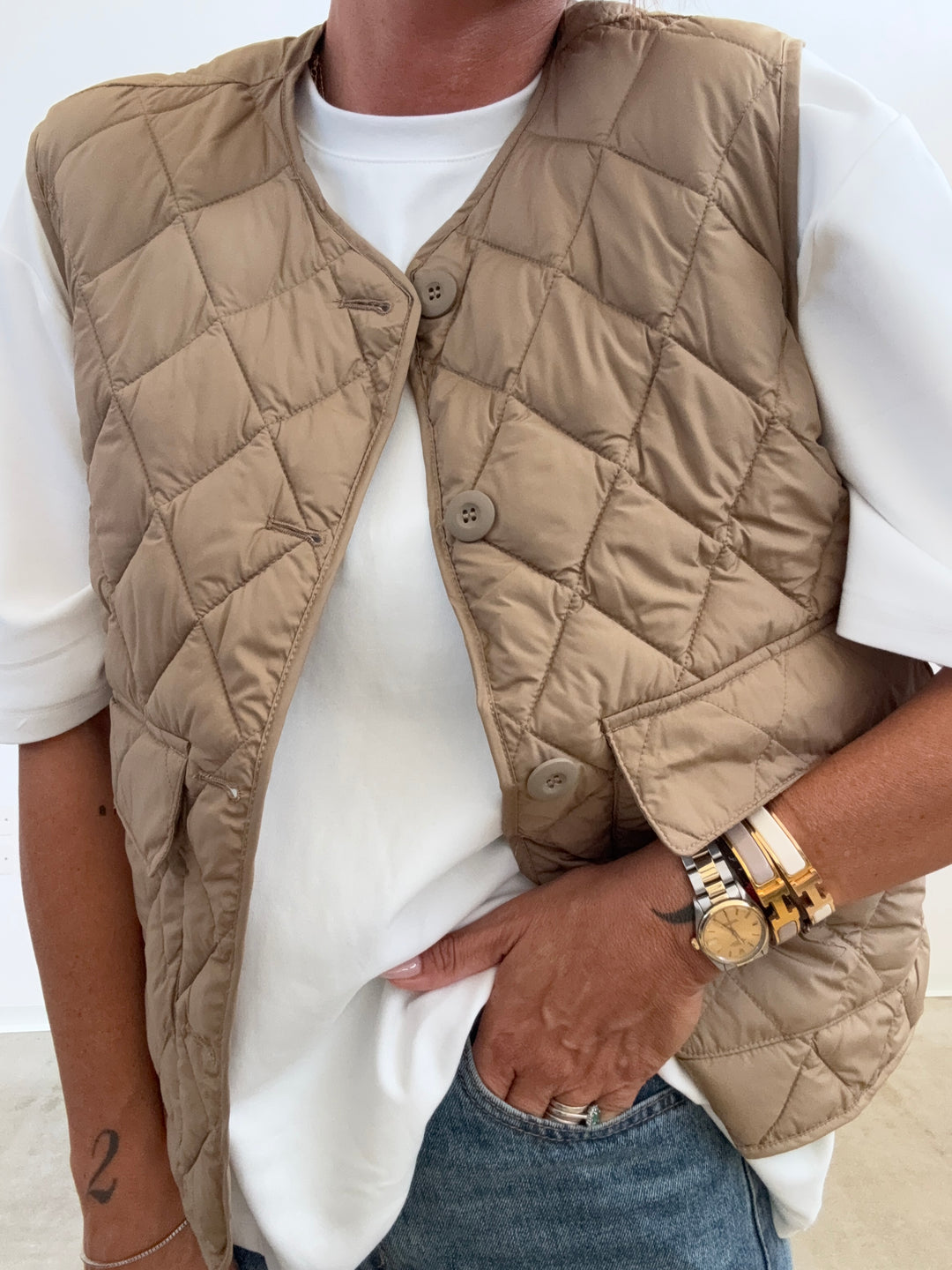 GILET TRAPUNTATO SABBIA