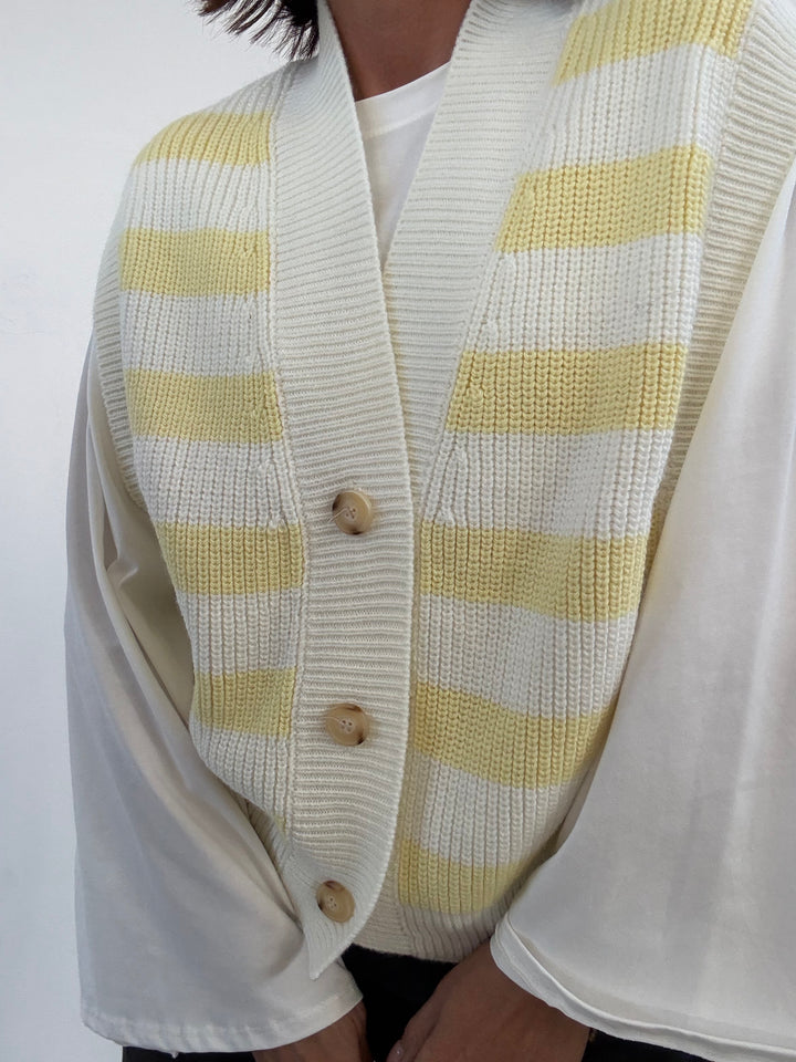 GILET RIGHE PANNA/GIALLO