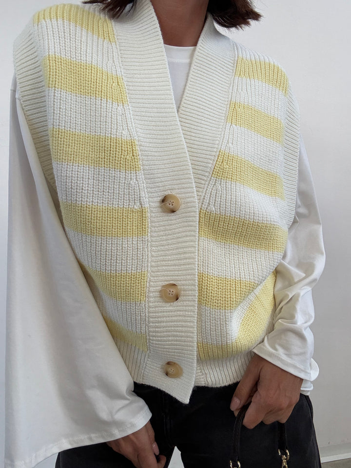 GILET RIGHE PANNA/GIALLO