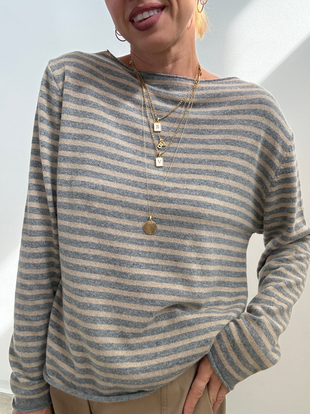 PULL CHIARA RIGA GRIGIO/BEIGE