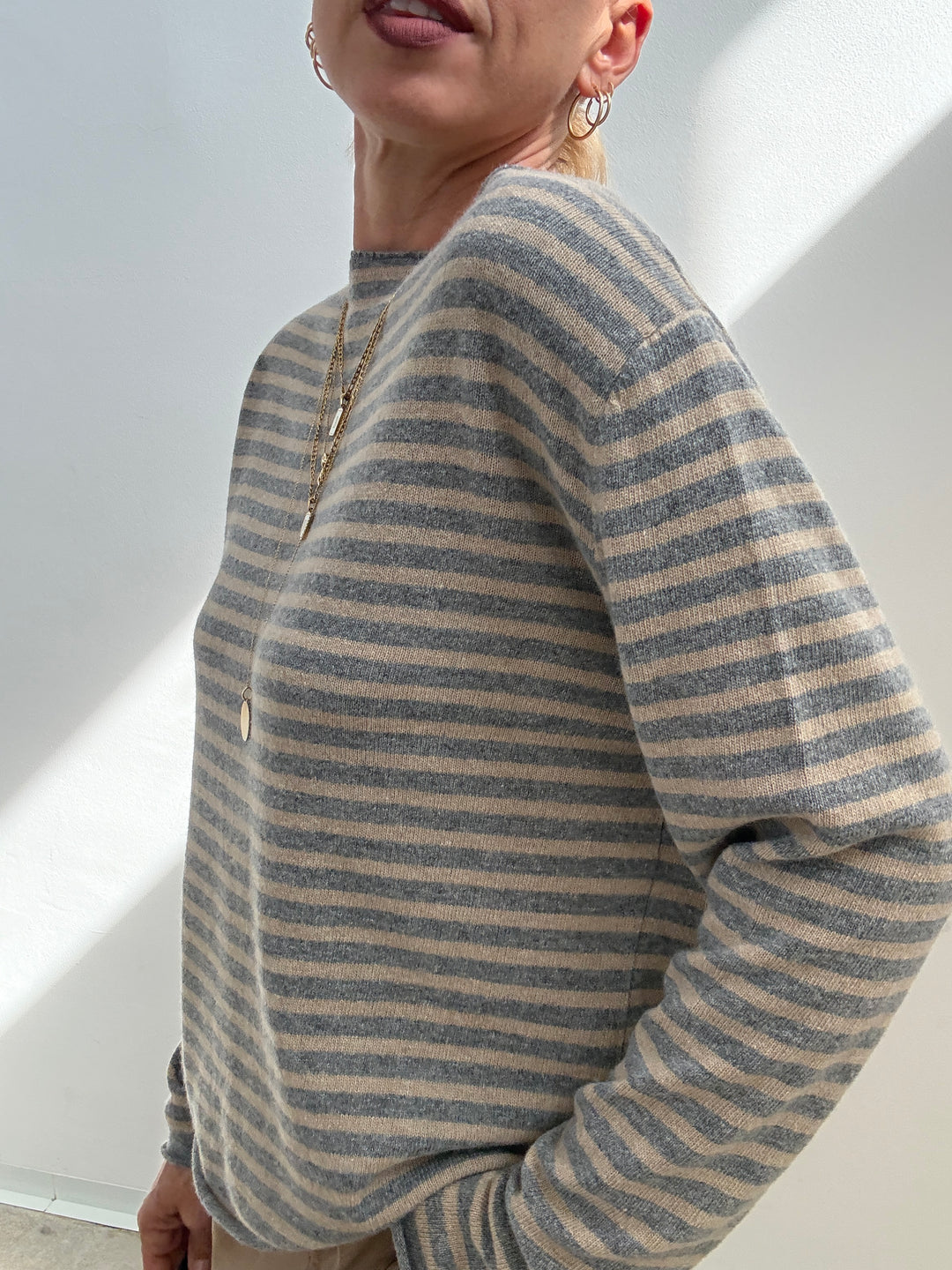 PULL CHIARA RIGA GRIGIO/BEIGE