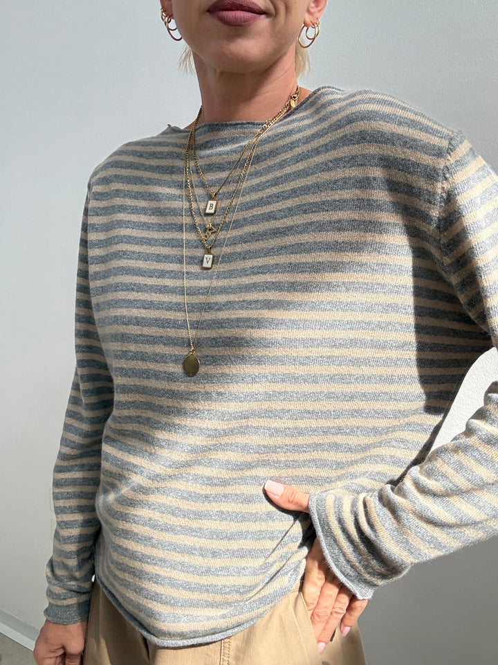 PULL CHIARA RIGA GRIGIO/BEIGE