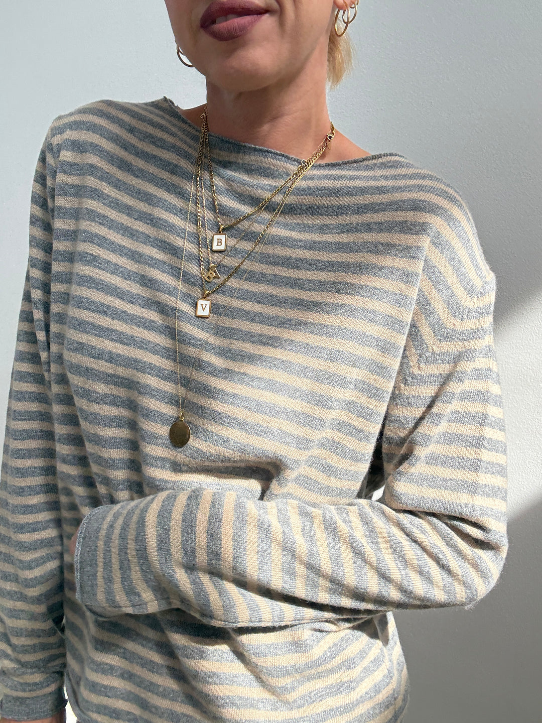 PULL CHIARA RIGA GRIGIO/BEIGE