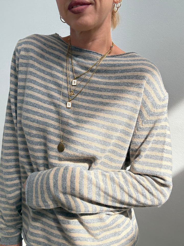 PULL CHIARA RIGA GRIGIO/BEIGE