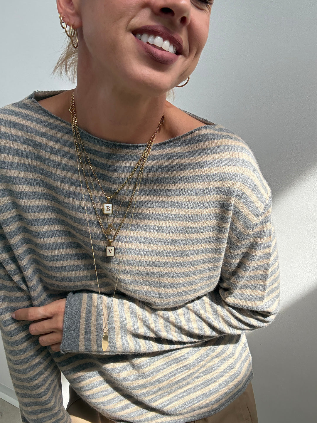 PULL CHIARA RIGA GRIGIO/BEIGE