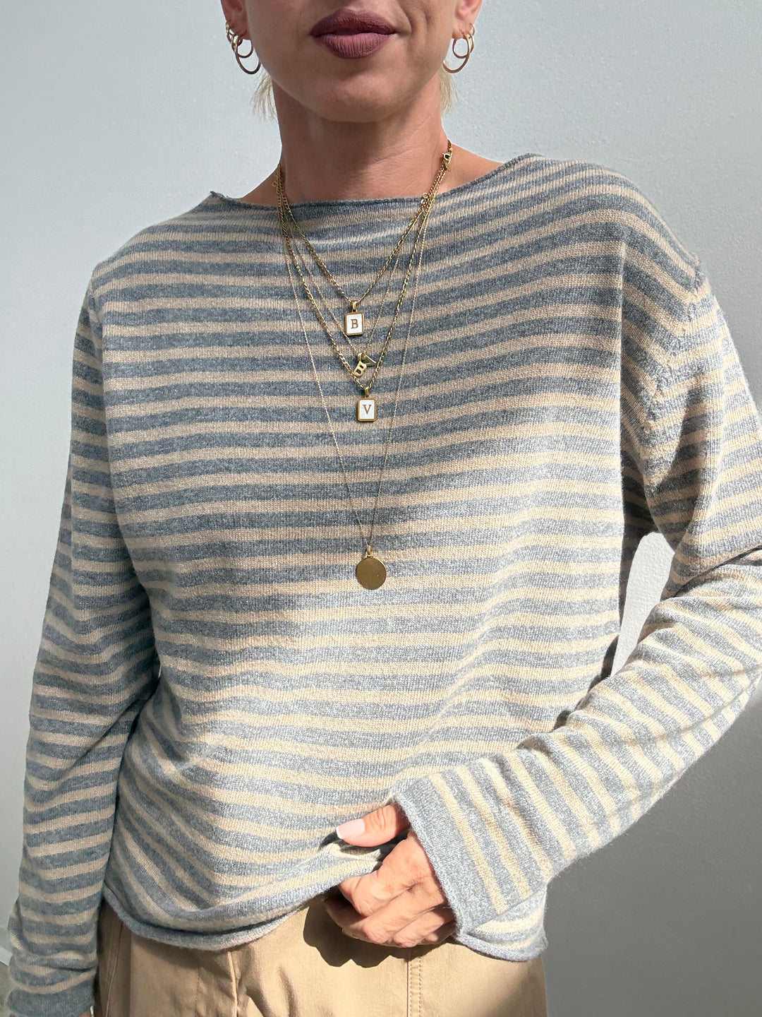 PULL CHIARA RIGA GRIGIO/BEIGE