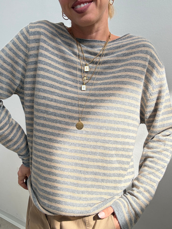 PULL CHIARA RIGA GRIGIO/BEIGE
