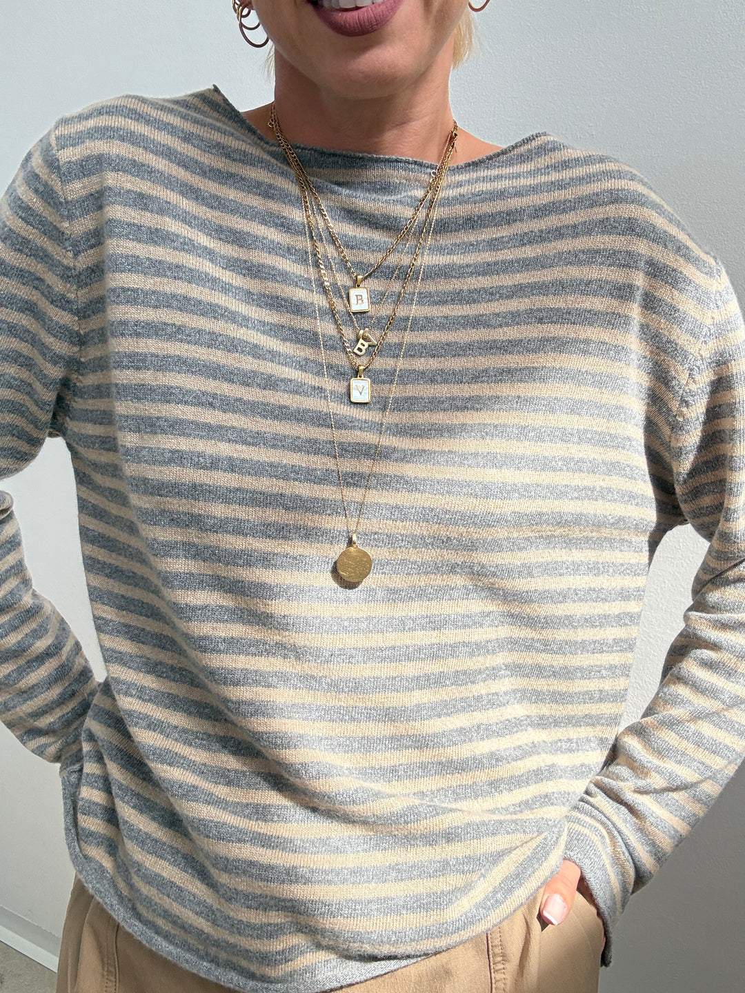 PULL CHIARA RIGA GRIGIO/BEIGE