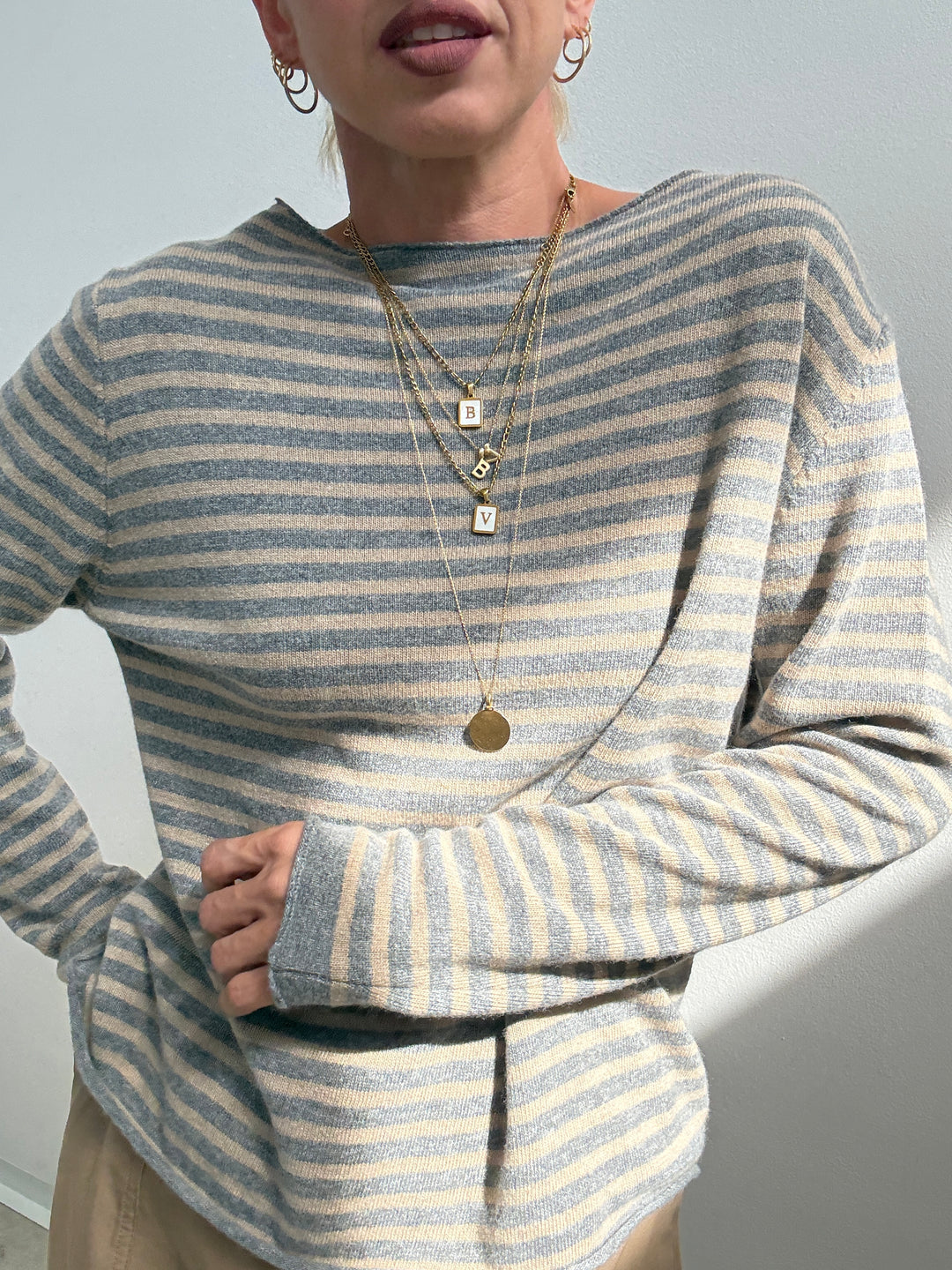 PULL CHIARA RIGA GRIGIO/BEIGE