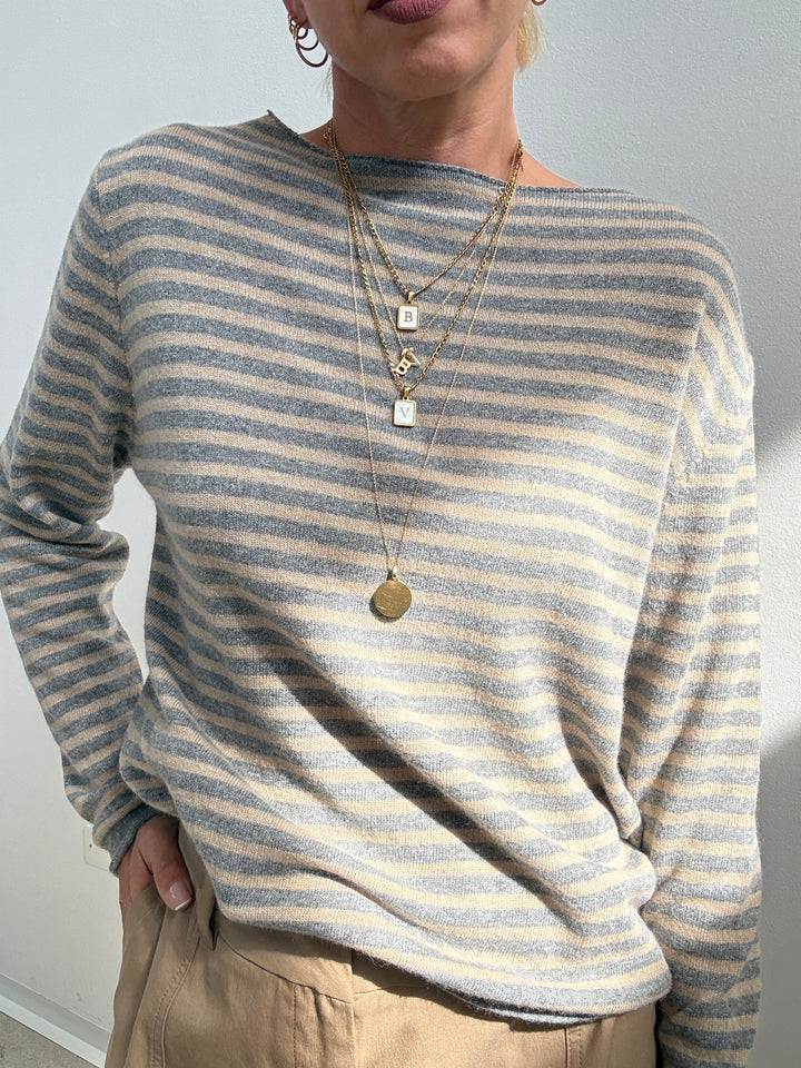 PULL CHIARA RIGA GRIGIO/BEIGE