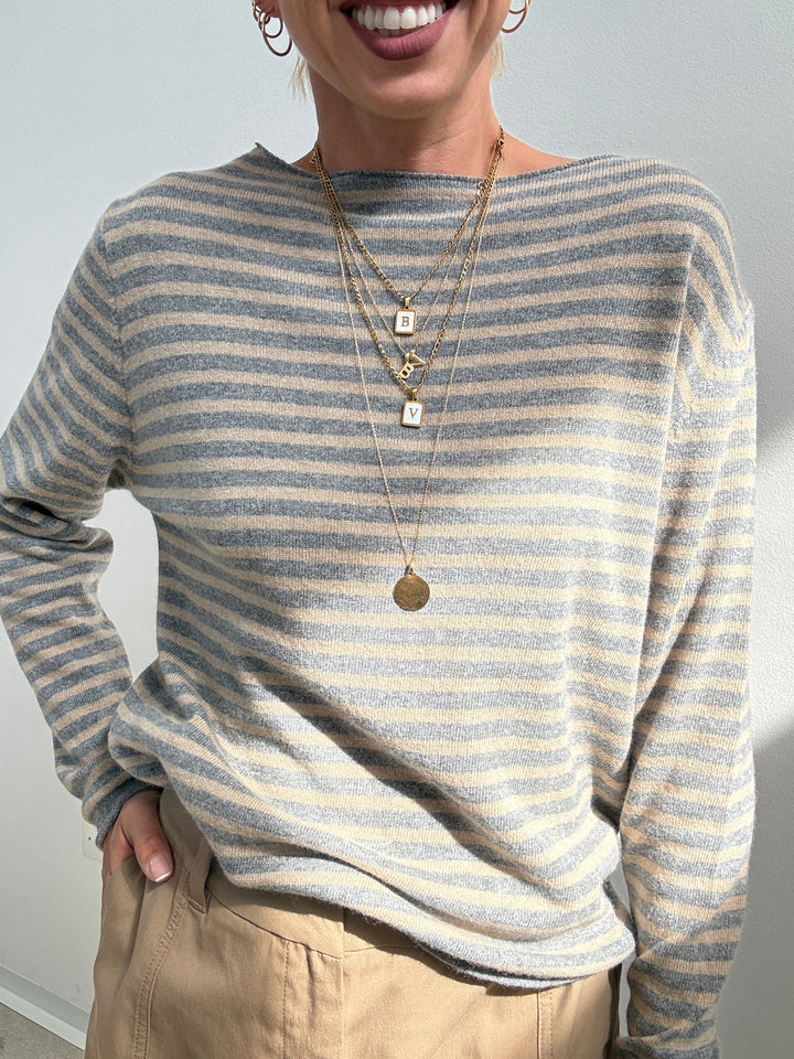 PULL CHIARA RIGA GRIGIO/BEIGE