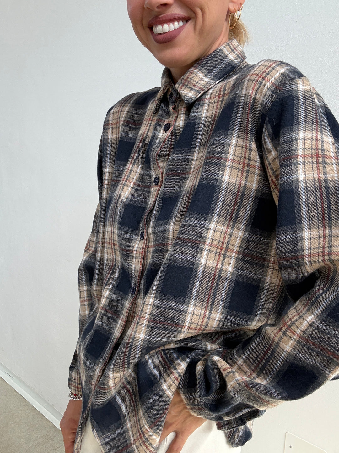 CAMICIA FLANELLA CHECK BLU/ARANCIO