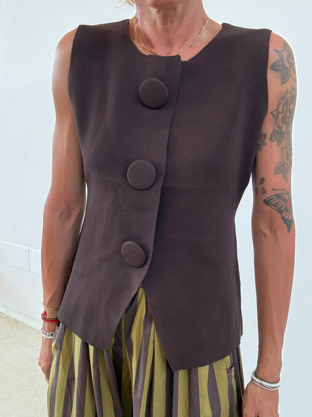 GILET MAXI BOTTONI MOKA