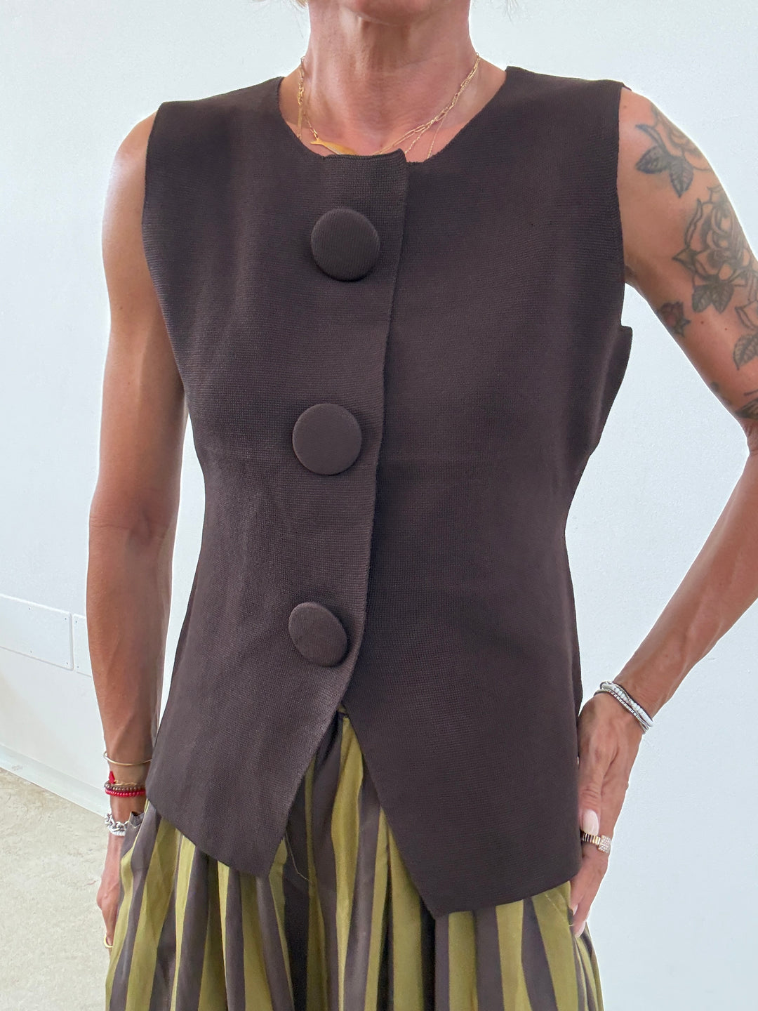 GILET MAXI BOTTONI MOKA