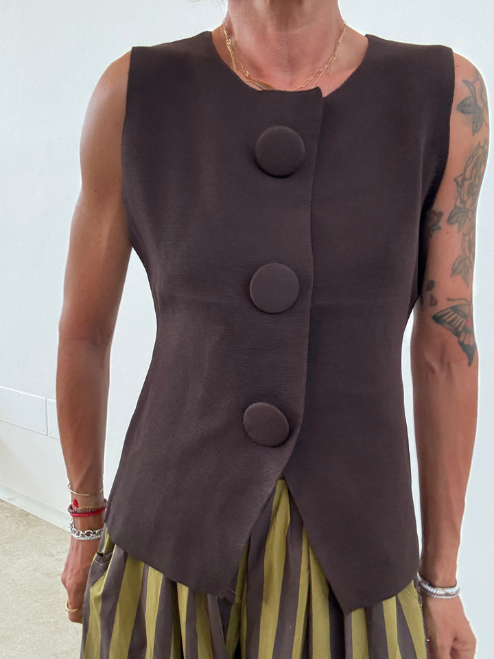 GILET MAXI BOTTONI MOKA