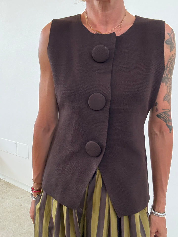 GILET MAXI BOTTONI MOKA