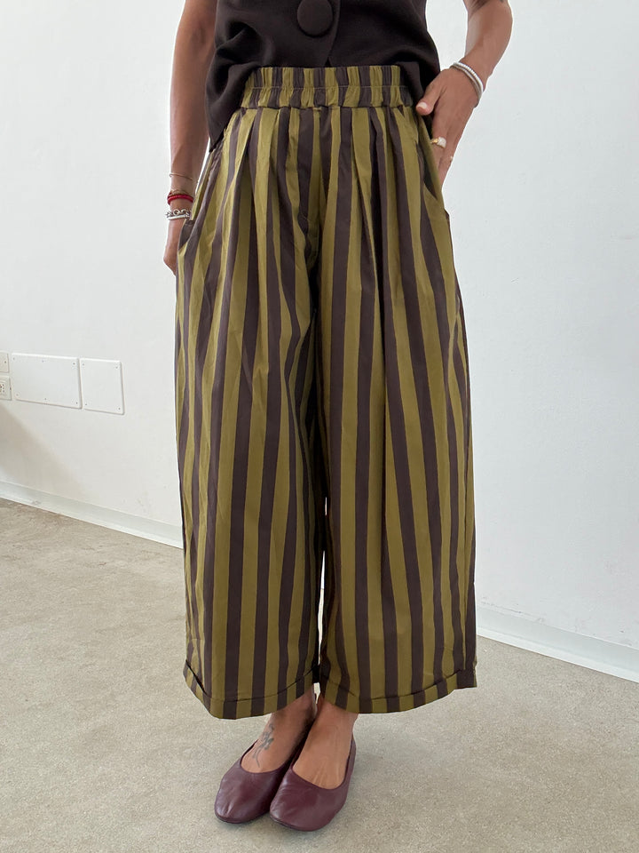 PANTALONE OLIMPIA RIGA VERDE/CIOCCOLATO