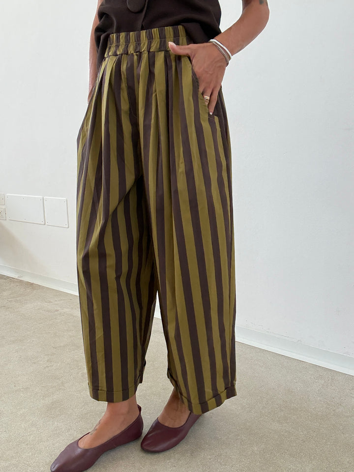 PANTALONE OLIMPIA RIGA VERDE/CIOCCOLATO