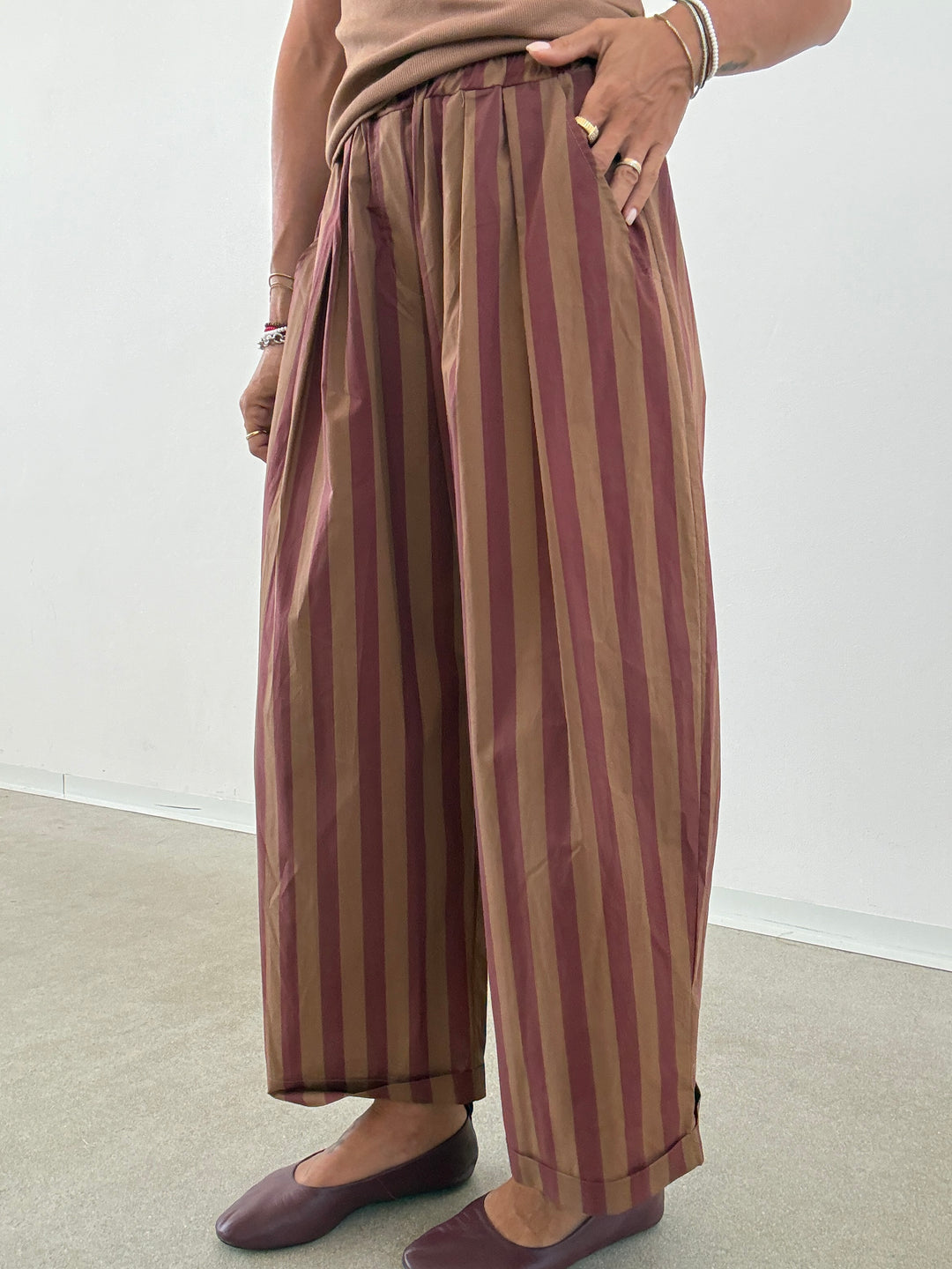 PANTALONE OLIMPIA RIGA BISCOTTO/VINO