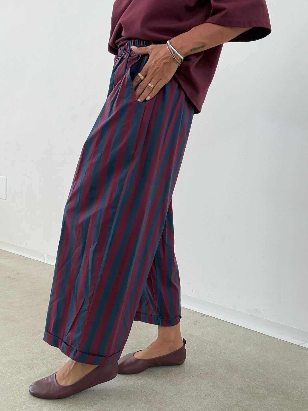 PANTALONE OLIMPIA RIGA VINO/BLU