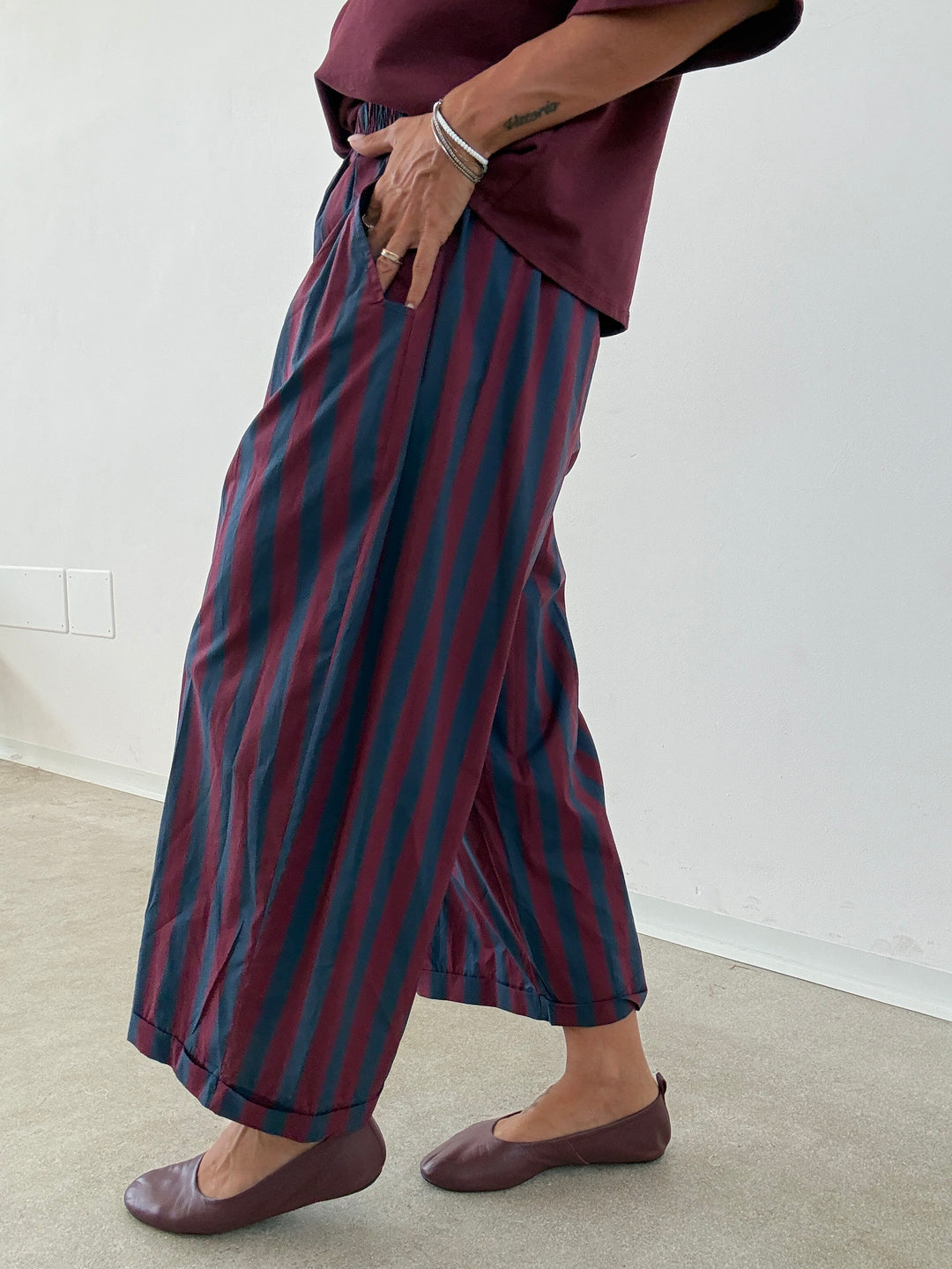 PANTALONE OLIMPIA RIGA VINO/BLU
