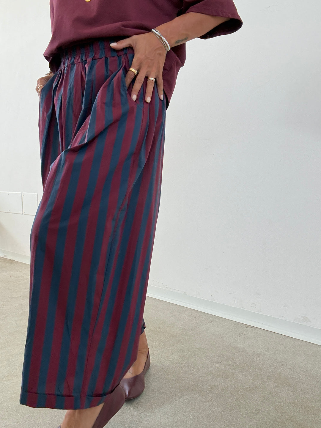 PANTALONE OLIMPIA RIGA VINO/BLU