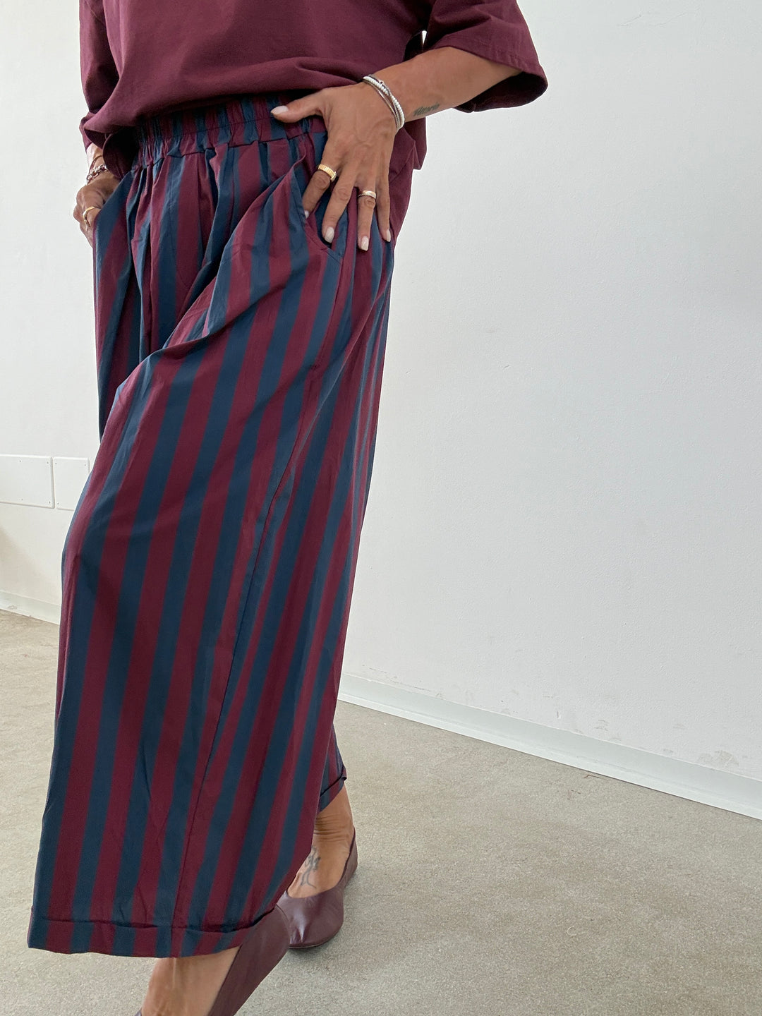 PANTALONE OLIMPIA RIGA VINO/BLU