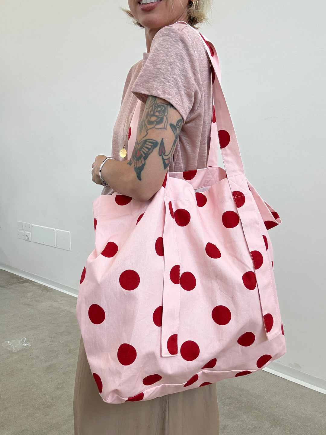 BORSA CANVAS POIS ROSA VINO