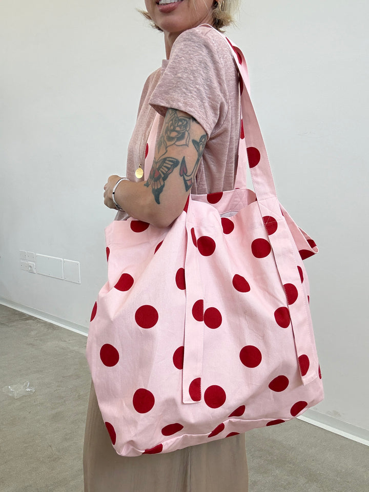 BORSA CANVAS POIS ROSA VINO