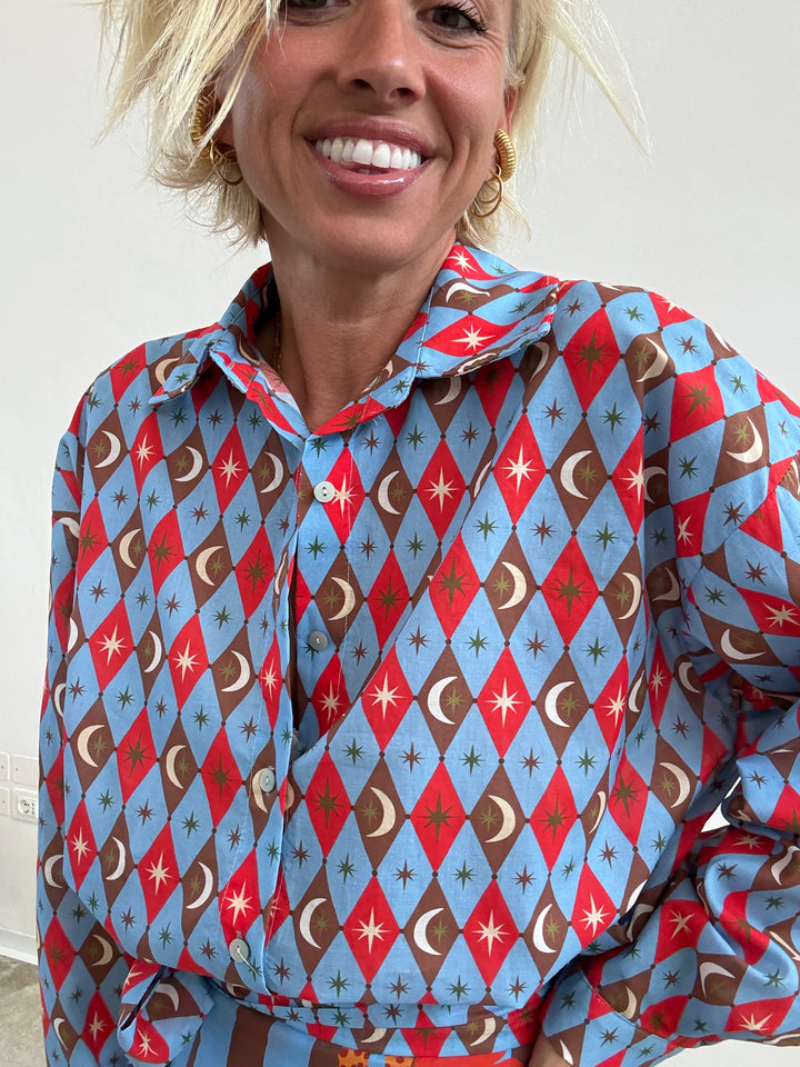 CAMICIA COSTELLAZIONE CELESTE/ROSSO