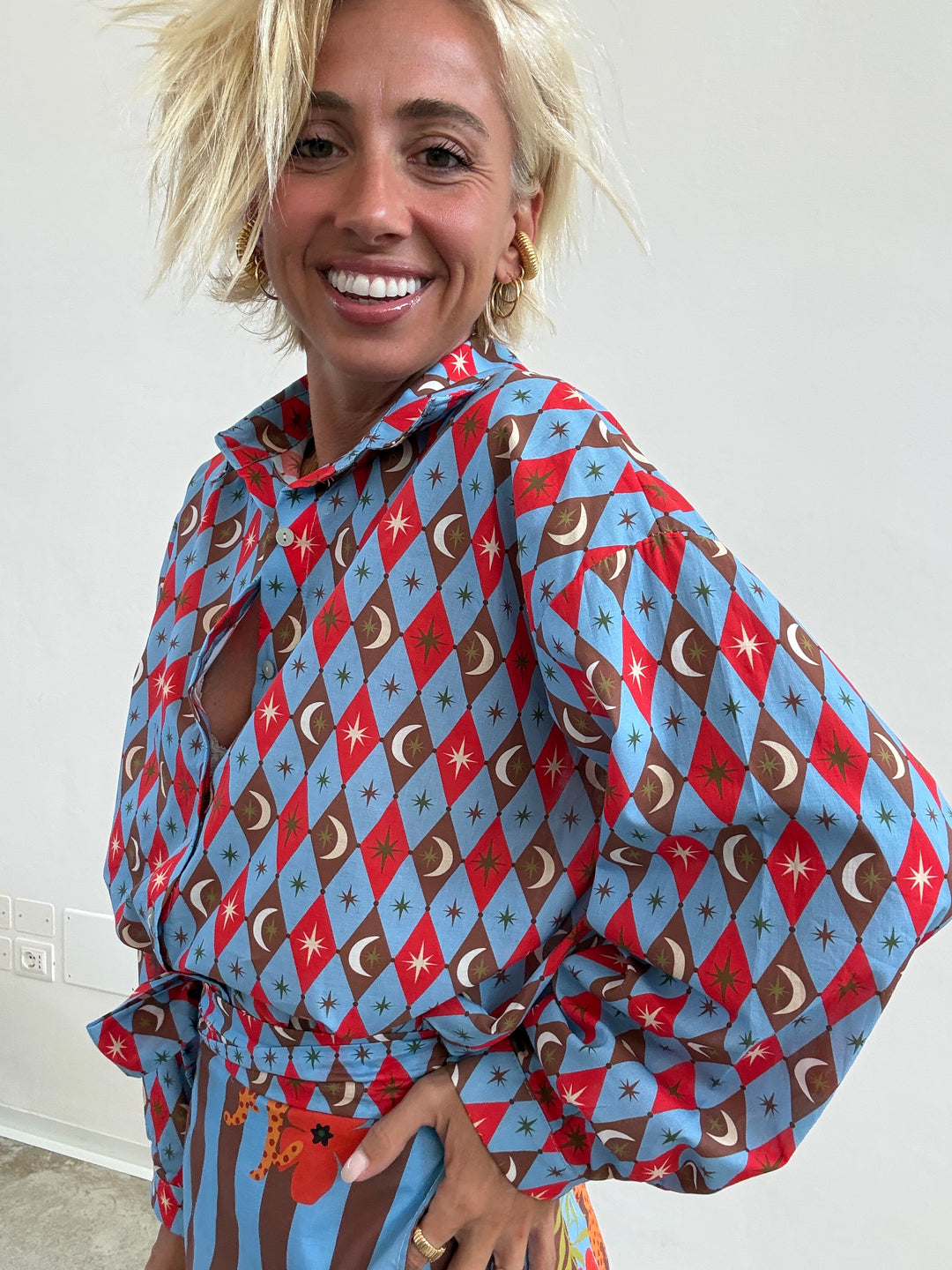 CAMICIA COSTELLAZIONE CELESTE/ROSSO