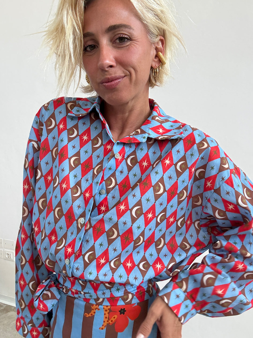 CAMICIA COSTELLAZIONE CELESTE/ROSSO