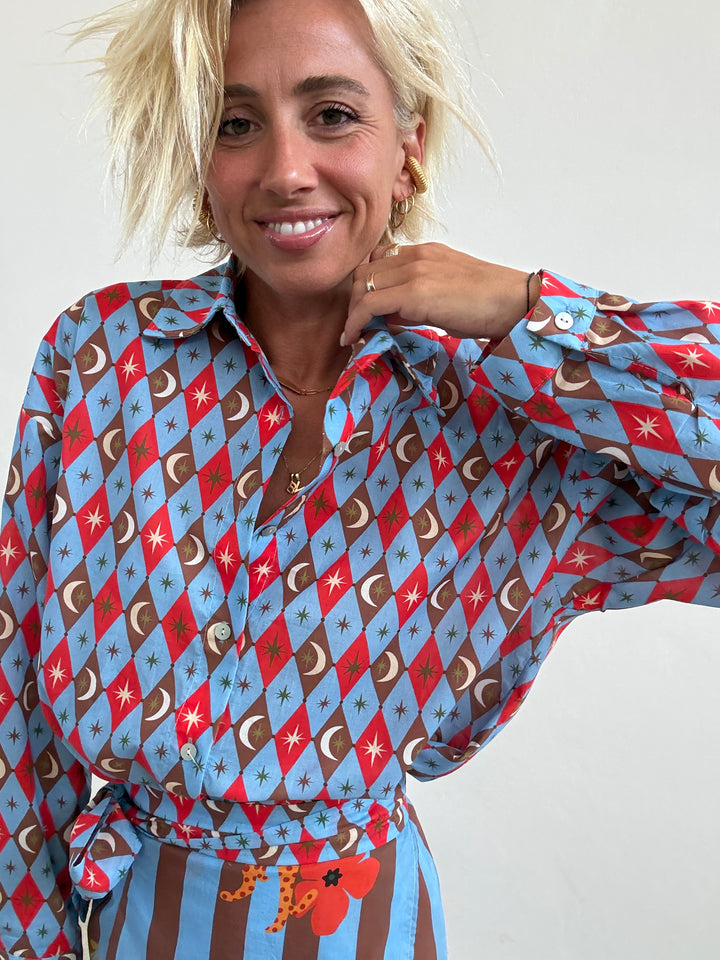 CAMICIA COSTELLAZIONE CELESTE/ROSSO