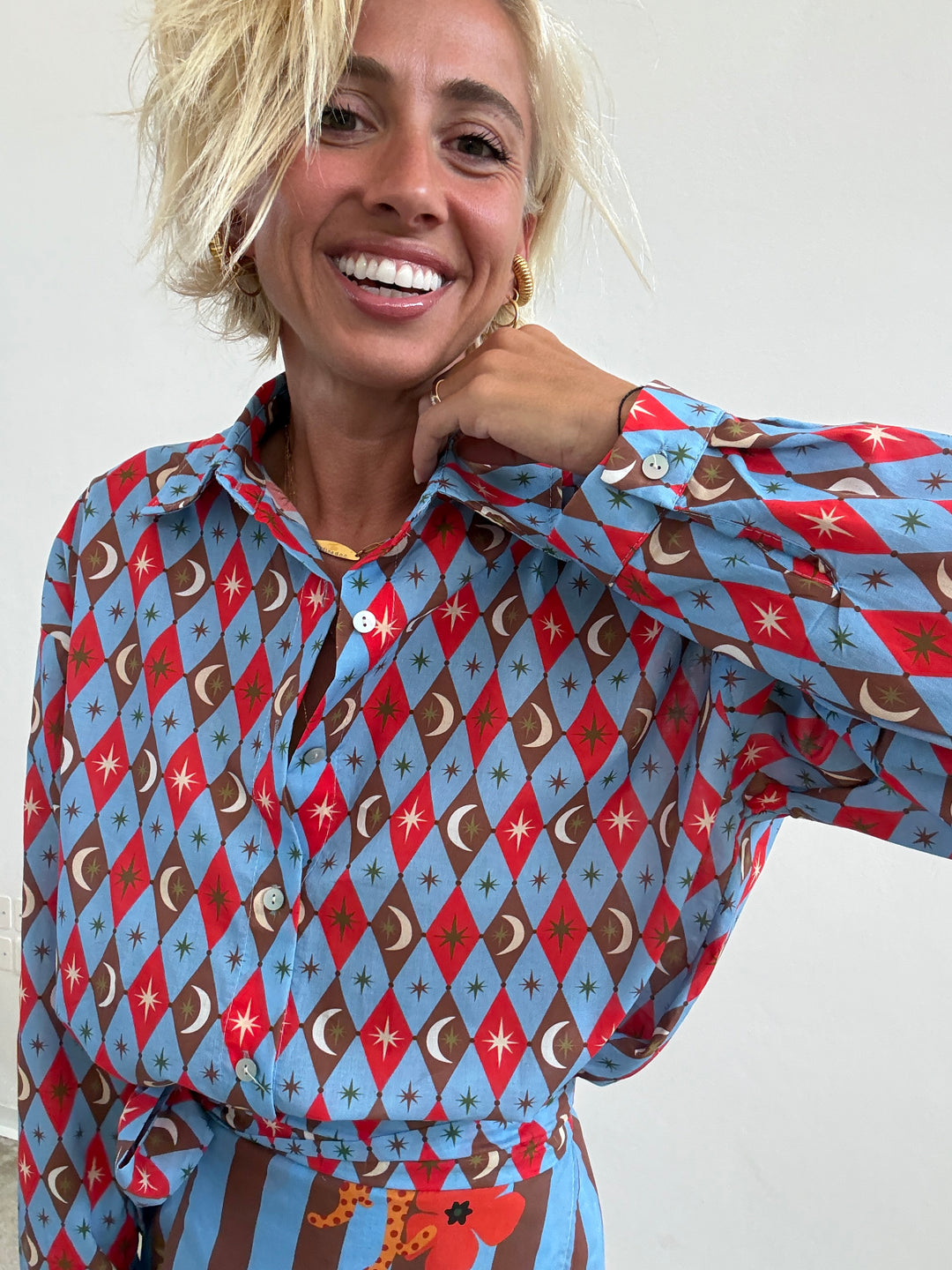 CAMICIA COSTELLAZIONE CELESTE/ROSSO