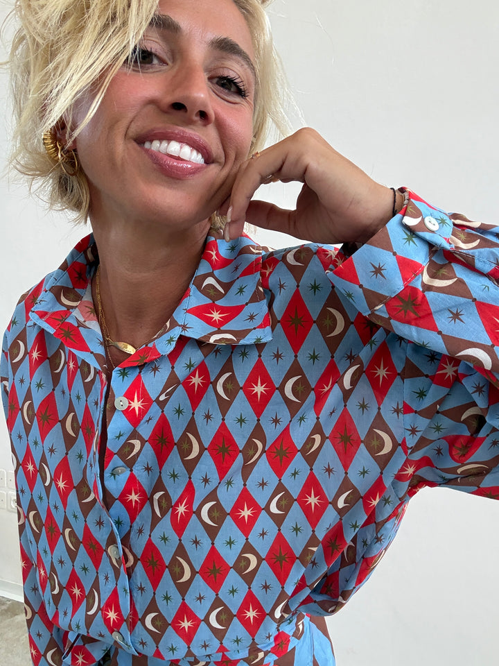 CAMICIA COSTELLAZIONE CELESTE/ROSSO
