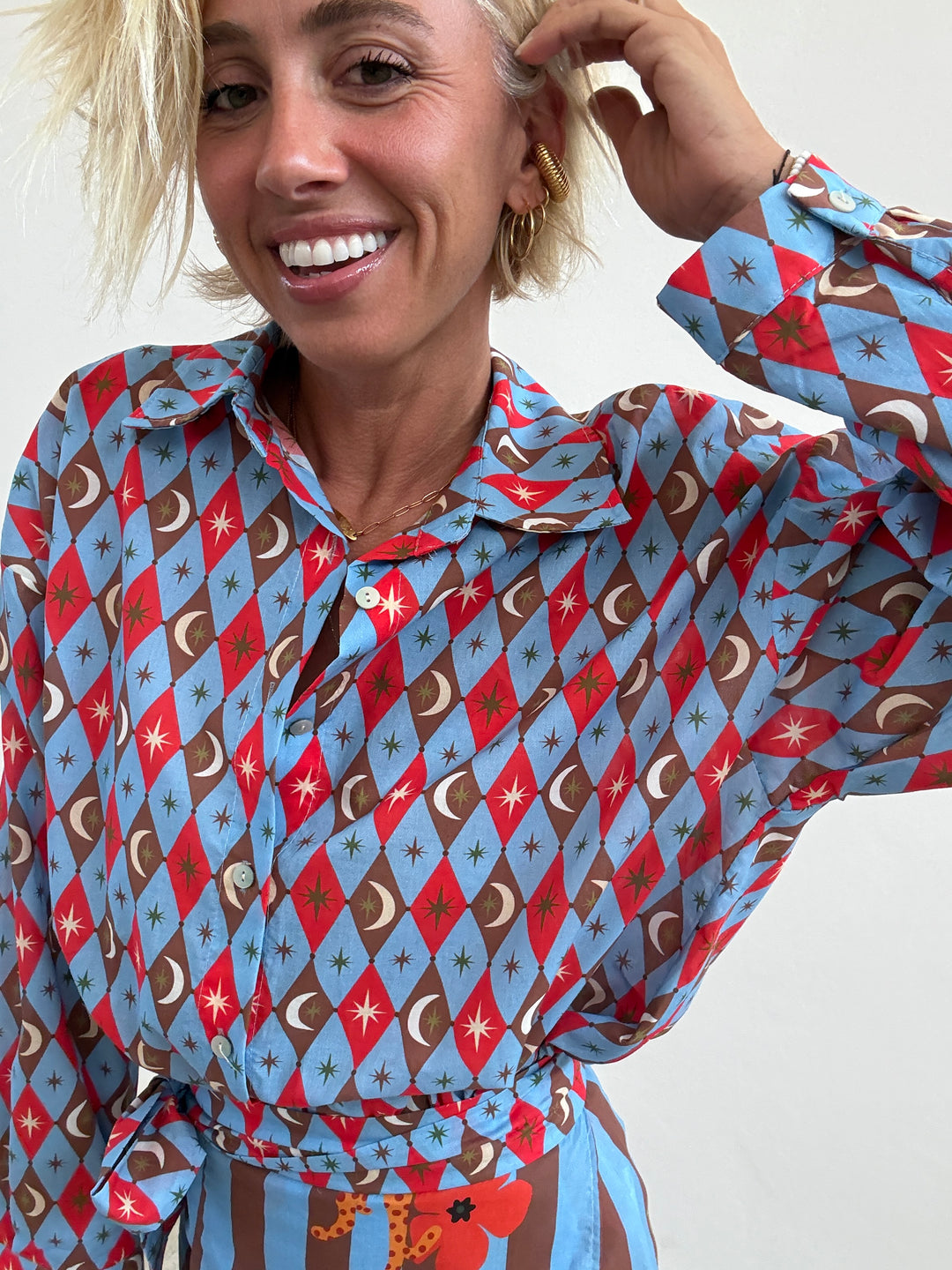 CAMICIA COSTELLAZIONE CELESTE/ROSSO